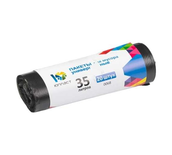 Пакеты для мусора Универсальные 35 л, 50x57 см, 8 мкм, 20 шт, ПНД 40/1 ЮПЛАСТ ЮХОЗ2823