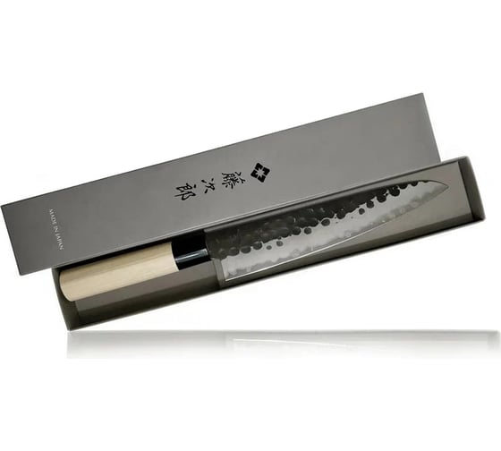 Нож кухонный поварской hammered finish длина лезвия 210 мм, сталь vg-10, 3 слоя, рукоять магнолия TOJIRO F-1115