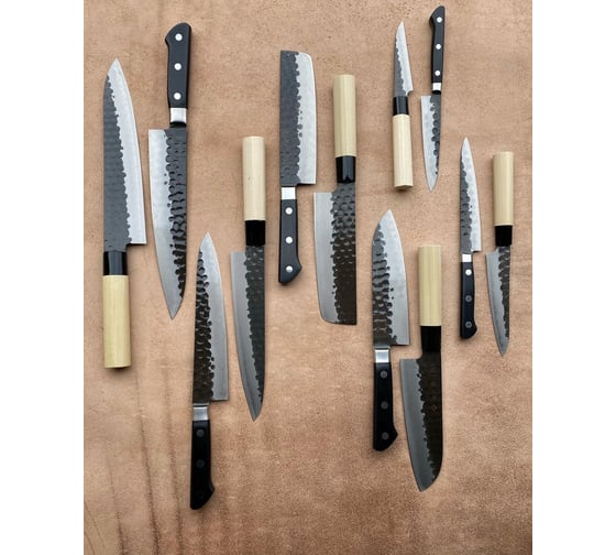 Нож кухонный поварской hammered finish длина лезвия 210 мм, сталь vg-10, 3 слоя, рукоять магнолия TOJIRO F-1115