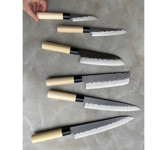 Нож кухонный поварской hammered finish длина лезвия 210 мм, сталь vg-10, 3 слоя, рукоять магнолия TOJIRO F-1115