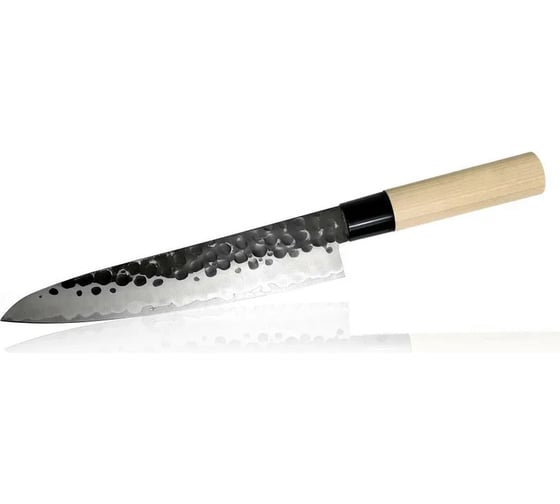 Нож кухонный поварской hammered finish длина лезвия 210 мм, сталь vg-10, 3 слоя, рукоять магнолия TOJIRO F-1115