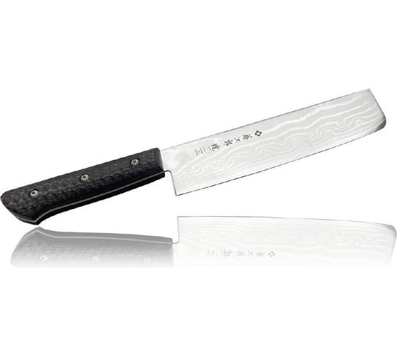 Овощной кухонный нож TOJIRO накири, длина лезвия 165 мм, сталь vg10, 37 слоев, рукоять микарта F-1350