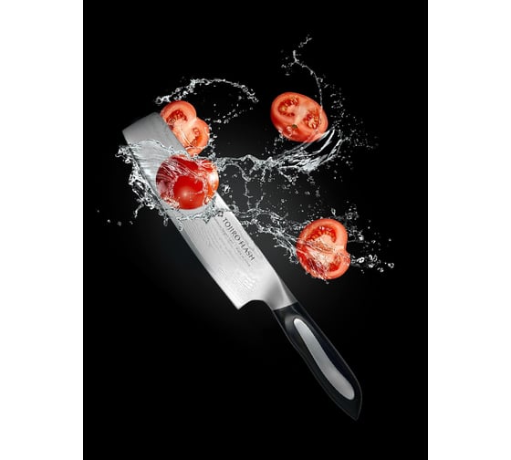 Овощной кухонный нож TOJIRO накири flash длина лезвия 180 мм, сталь vg10, 63 слоя, рукоять микарта FF-VE180