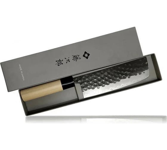 Овощной кухонный нож TOJIRO накири hammered finish, длина лезвия 165 мм, сталь vg10, 3 слоя, рукоять магнолия F-1113
