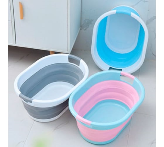 Складной тазик SL силиконовый SM-PR124/PK (розовый, 24 литра) SanTrade 4566