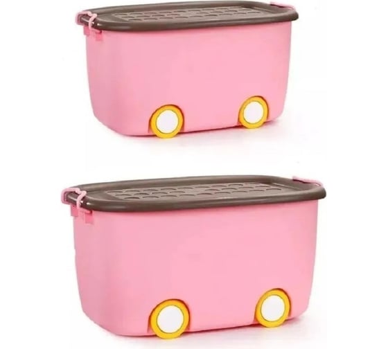 Набор ящиков для хранения на колесах Homium большой, 2 шт., розовый set2boxbig0001pink 1