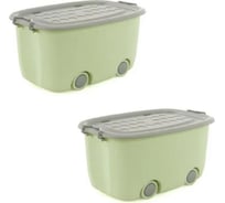 Набор ящиков для хранения на колесах Homium большой, 2 шт., зеленый с серым set2boxbig0001greengrey