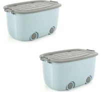Набор ящиков для хранения на колесах Homium большой, 2 шт., голубой с серым set2boxbig0001bluegrey