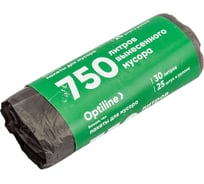 Пакеты для мусора, ПНД, 50x60 см, 8 мкм, 30 л, 25 шт. в рулоне Optiline 23-1813