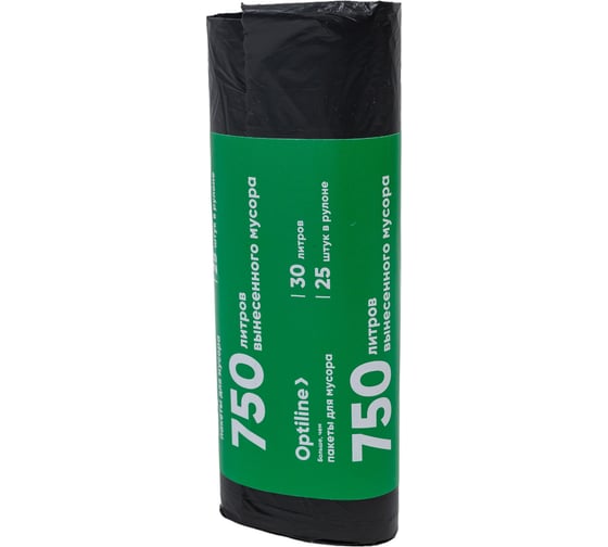 Пакеты для мусора ПНД 50x60 см, 30 л, черные, в рулоне 25 шт. Optiline 23-0273