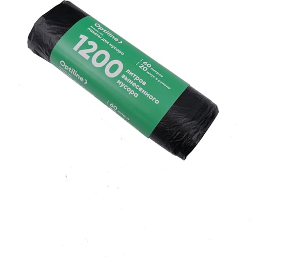 Пакеты для мусора ПНД 60x80 см, 60 л, черные, в рулоне 20 шт. Optiline 23-1054