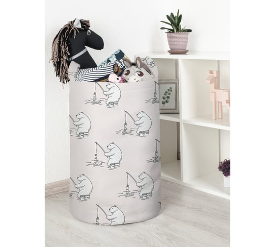 Корзина для игрушек и белья JoyArty Мишка рыбак 60x40см toba_423842_L 1