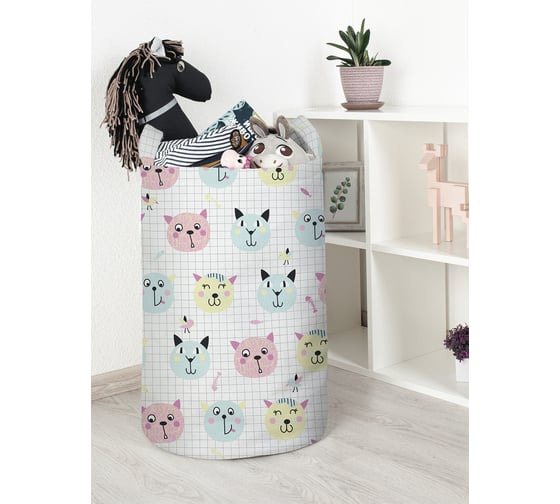 Корзина для игрушек и белья JoyArty Мордочки котов 60x40см toba_423831_L 1