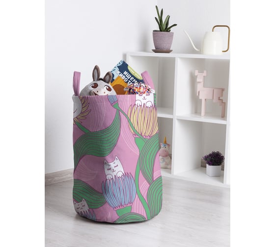 Корзина для игрушек и белья JoyArty Цветочные коты 50x35см toba_423845_M 1