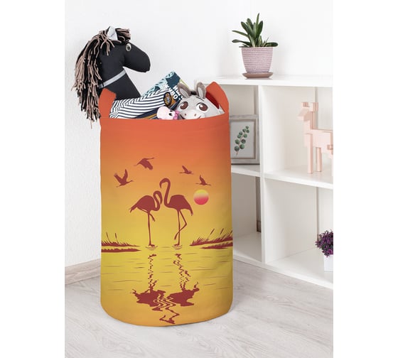 Корзина для игрушек и белья JoyArty Фламинго на закате 60x40см toba_423253_L