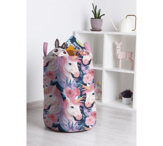Корзина для игрушек и белья JoyArty Единороги и цветы 50x35см toba_423860_M 1