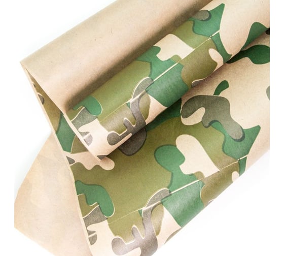 Упаковочная бумага Дон Баллон Крафт (0,7x10 м), Камуфляж, хаки, 1 шт. 72009 1