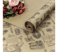 Упаковочная бумага Дон Баллон Крафт 70гр (0,7x10 м) Экошик, Английский стиль, Черный, 1 шт. 42585