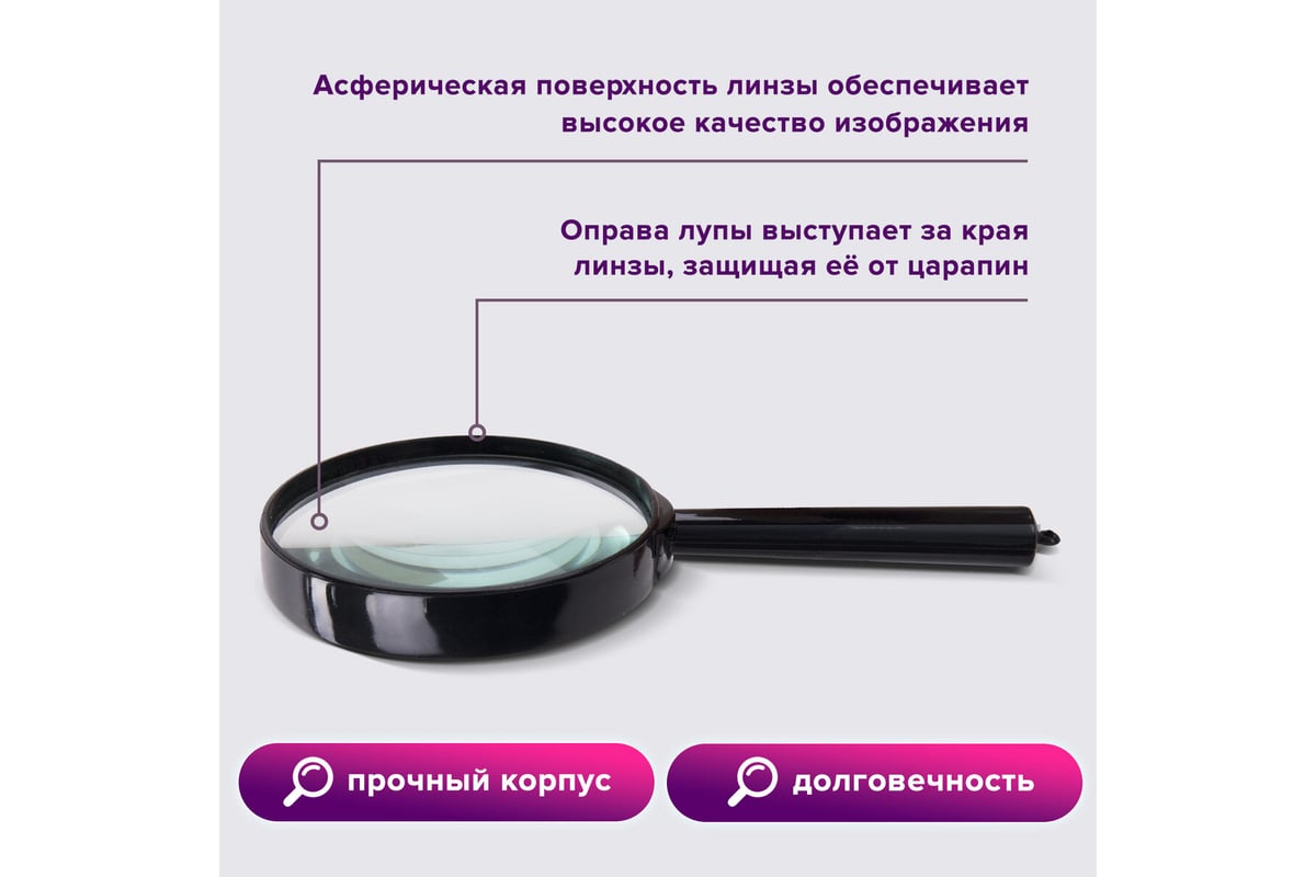 Лупа просмотровая, диаметр 60 мм, увеличение 6, BRAUBERG 451799 - выгодная  цена, отзывы, характеристики, фото - купить в Москве и РФ