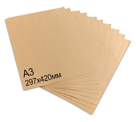 Крафт-бумага в листах А3, 297х420 мм, плотность 78 г/м2, 100 листов, BRAUBERG 440149