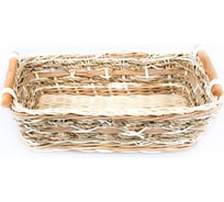 Корзинка Walmer PLAIT прямоугольная, с ручками, ротанг/джут, 26x19x7/8 см W30232619