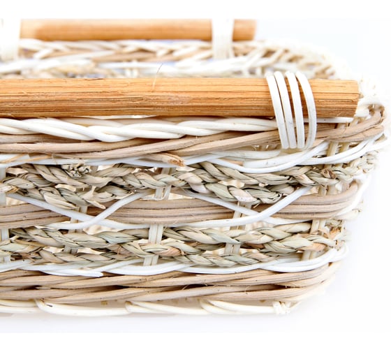 Корзинка Walmer PLAIT прямоугольная, с ручками, ротанг/джут, 26x19x7/8 см W30232619