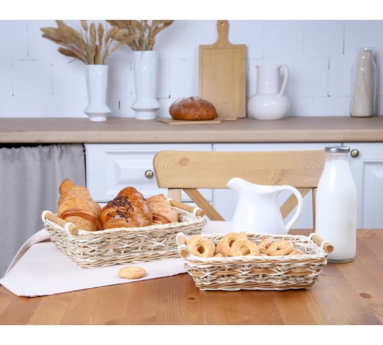 Корзинка Walmer PLAIT прямоугольная, с ручками, ротанг/джут, 26x19x7/8 см W30232619