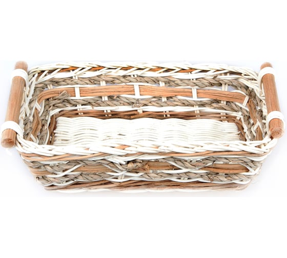 Корзинка Walmer PLAIT прямоугольная, с ручками, 22x16x6/7 см, ротанг/джут W30232216