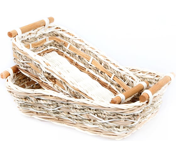 Корзинка Walmer PLAIT прямоугольная, с ручками, 22x16x6/7 см, ротанг/джут W30232216