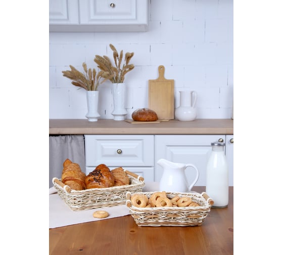 Корзинка Walmer PLAIT прямоугольная, с ручками, 22x16x6/7 см, ротанг/джут W30232216