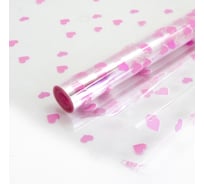 Упаковочная пленка Дон Баллон 0,7x8 м, сердечки, розовый/белый, 1 шт. 4014/73104