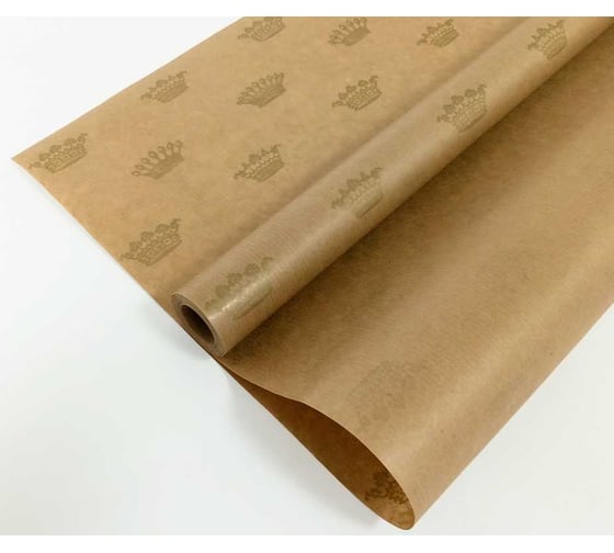 Упаковочная бумага Дон Баллон крафт, 40 гр, 0,7x10 м, короны, золото, 1 шт. 34601g