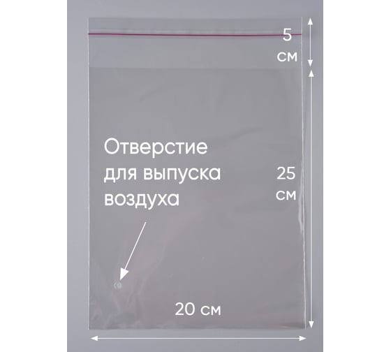 Упаковочный пакет PACK INNOVATION ПП, 20x25+5 см, 60 мкм, отверстие, 50 шт. IP00РРk02025.60 ТО-50