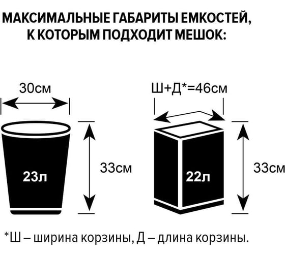 Мешки для мусора ПНД 30 л, 10 мкм, 30 шт в рулоне, черные, 48x58 см Комус 157518