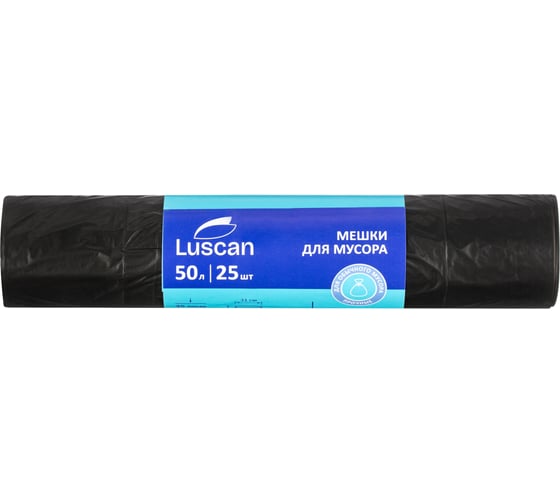 Мешки для мусора ПВД 50л 35мкм 25шт/рул черные 50х70см Luscan LUSCAN 328822