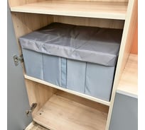 Короб для хранения Симфония с крышкой складной, серый с дном ДХ-003
