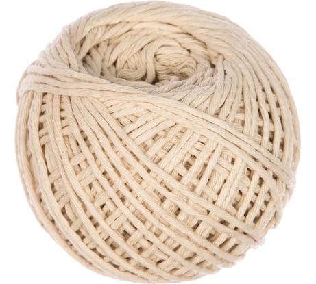 Хлопчатобумажный клубочек Шпагат 100 м, белый 61012919