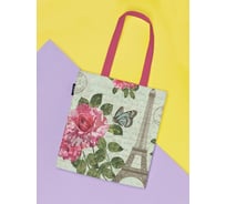 Сумка шоппер JOYARTY женская, c фотопринтом Розы и эйфелева башня, 35x37x7 см bsh_29970