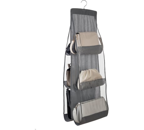 Органайзер для хранения сумок, подвесной двусторонний контейнер для одежды, обуви и аксессуаров BIRD HOUSE серый A4904