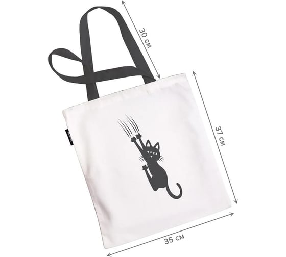 Сумка шоппер JOYARTY женская, c фотопринтом Шкодный кот, 35x37x7 см bsh_424998