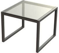 Кофейный столик Левша FRAME CUBO 500x500x405, алюминий черный/стекло серое У8А-1080