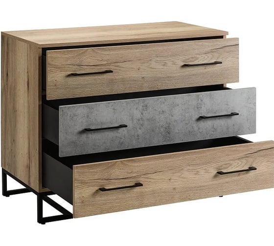 Комод R-Home с 3 ящиками Loft Дуб натур/Бетон 4009295h_Натур