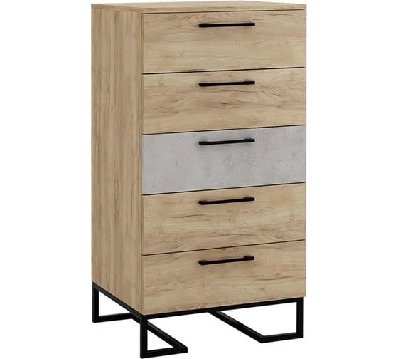 Комод R-Home с 5 ящиками Loft Дуб натур/Бетон 4009296h_Натур
