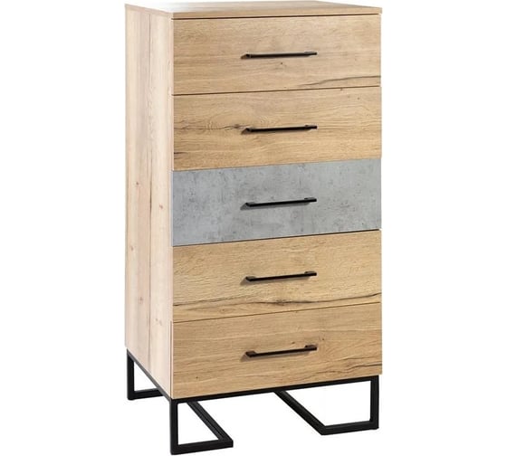 Комод R-Home с 5 ящиками Loft Дуб натур/Бетон 4009296h_Натур
