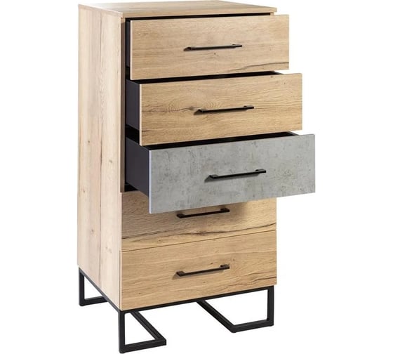 Комод R-Home с 5 ящиками Loft Дуб натур/Бетон 4009296h_Натур