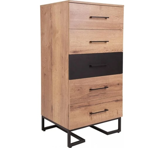 Комод R-Home с 5 ящиками Loft Дуб табак/Графит 4009296h_Табак