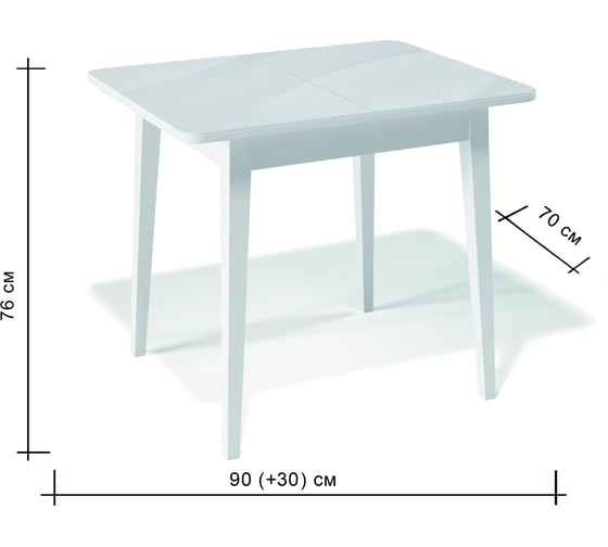 Стол KENNER 900 C, белый/стекло белое глянец 326476