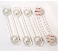Гибкий фиксатор, блокиратор для холодильника, СВЧ, крышки унитаза 100 Baby Safety 4 шт., прозрачные/белый, скотч в комплекте 4670006470594