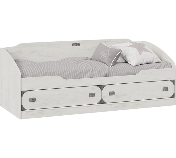 Кровать ТриЯ Калипсо ТД 389.12.01 с ящиками/дуб крафт белый 239314