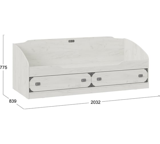 Кровать ТриЯ Калипсо ТД 389.12.01 с ящиками/дуб крафт белый 239314